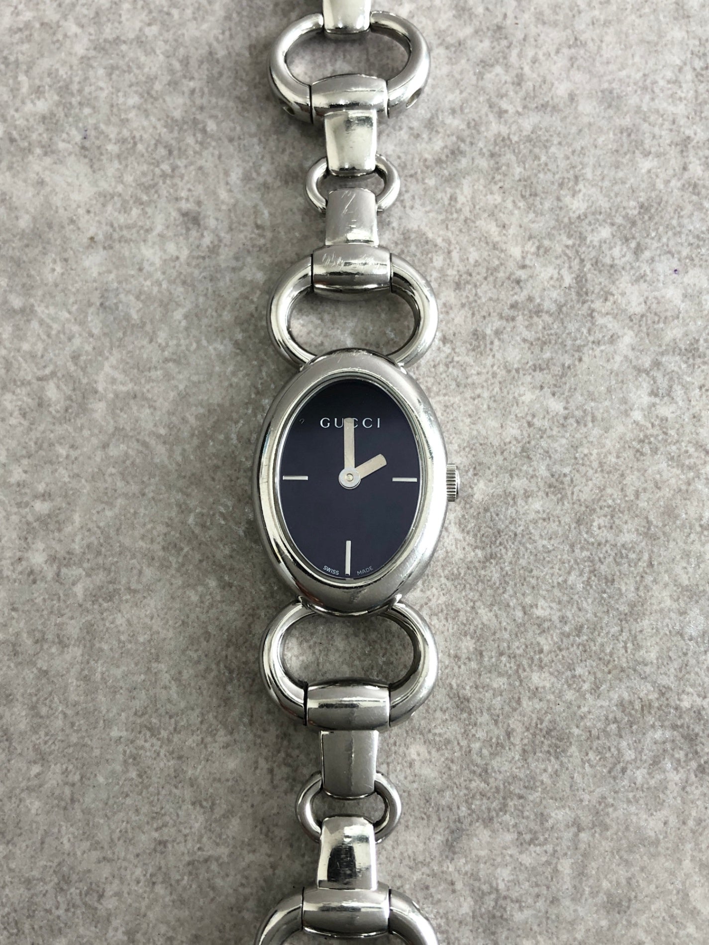 GUCCI Logo Watch Silver 118 Vintage ty8ida