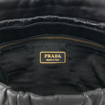 PRADA Logo Front Lock Two-way Handbag Shoulder bag Black Vintage zdrec3