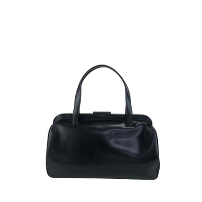 PRADA Metal Clasp Handbag Black Vintage 6am4p2