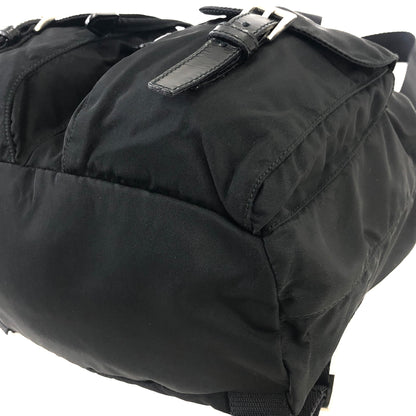 PRADA Triangle Logo Double Pocket Nylon Leather Backpack Black Vintage mkjw48