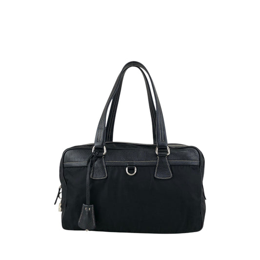 PRADA Logo Boston bag Totebag Black Vintage b57rj5
