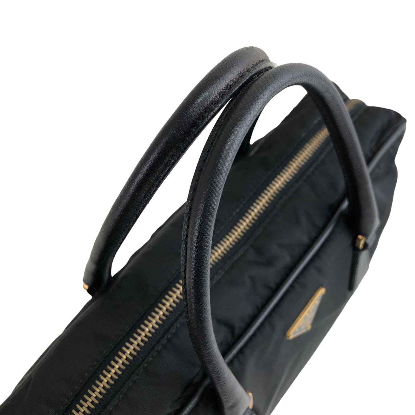 PRADA Triangle Logo Handbag Black Vintage fhv7du