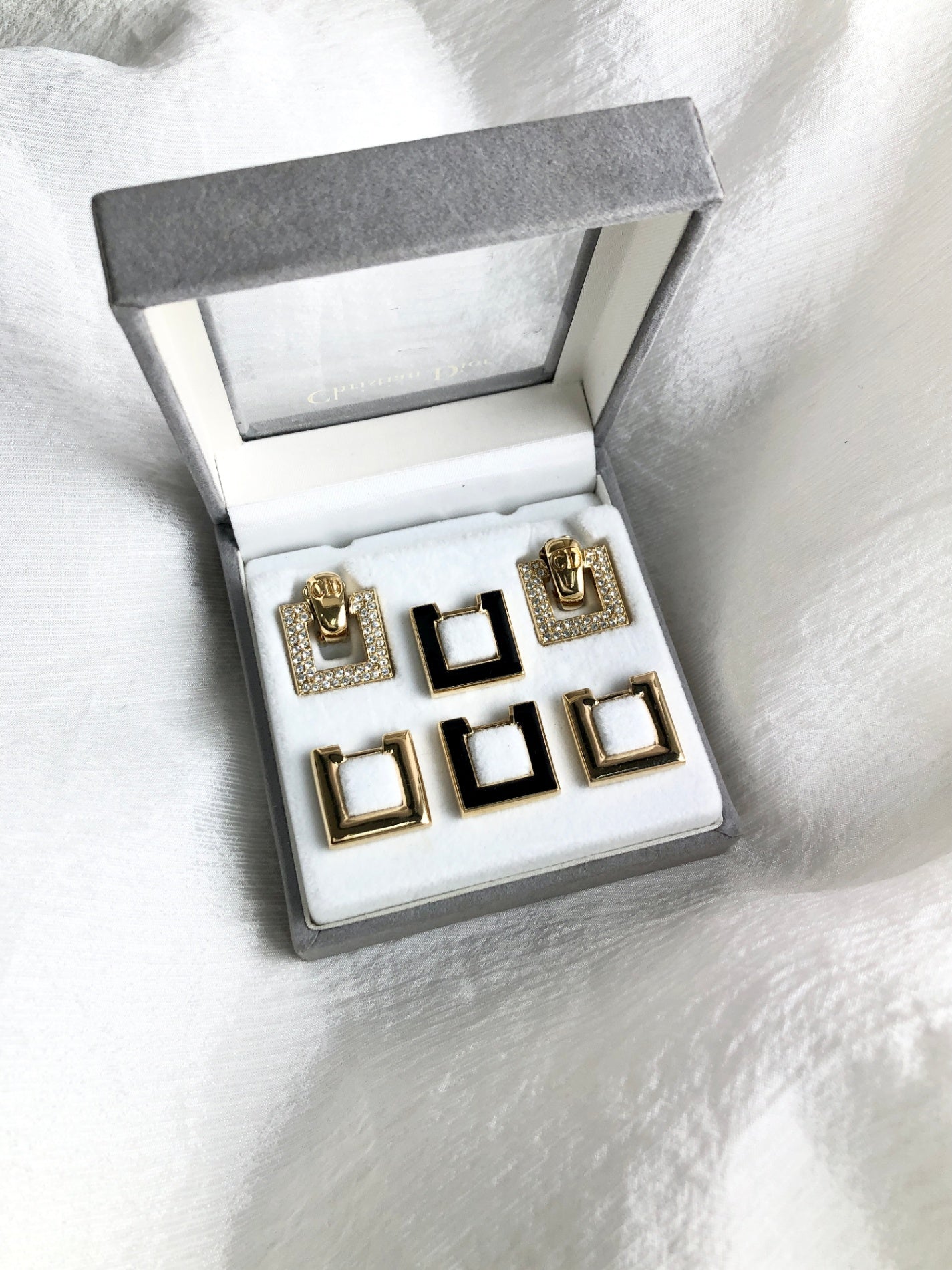 Christian Dior Rhinestone Earrings Gold Vintage kxpv4c