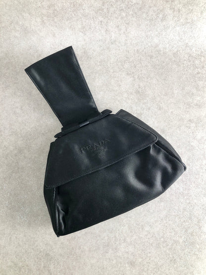 PRADA Logo Small Handbag Black Vintage rw7ck2
