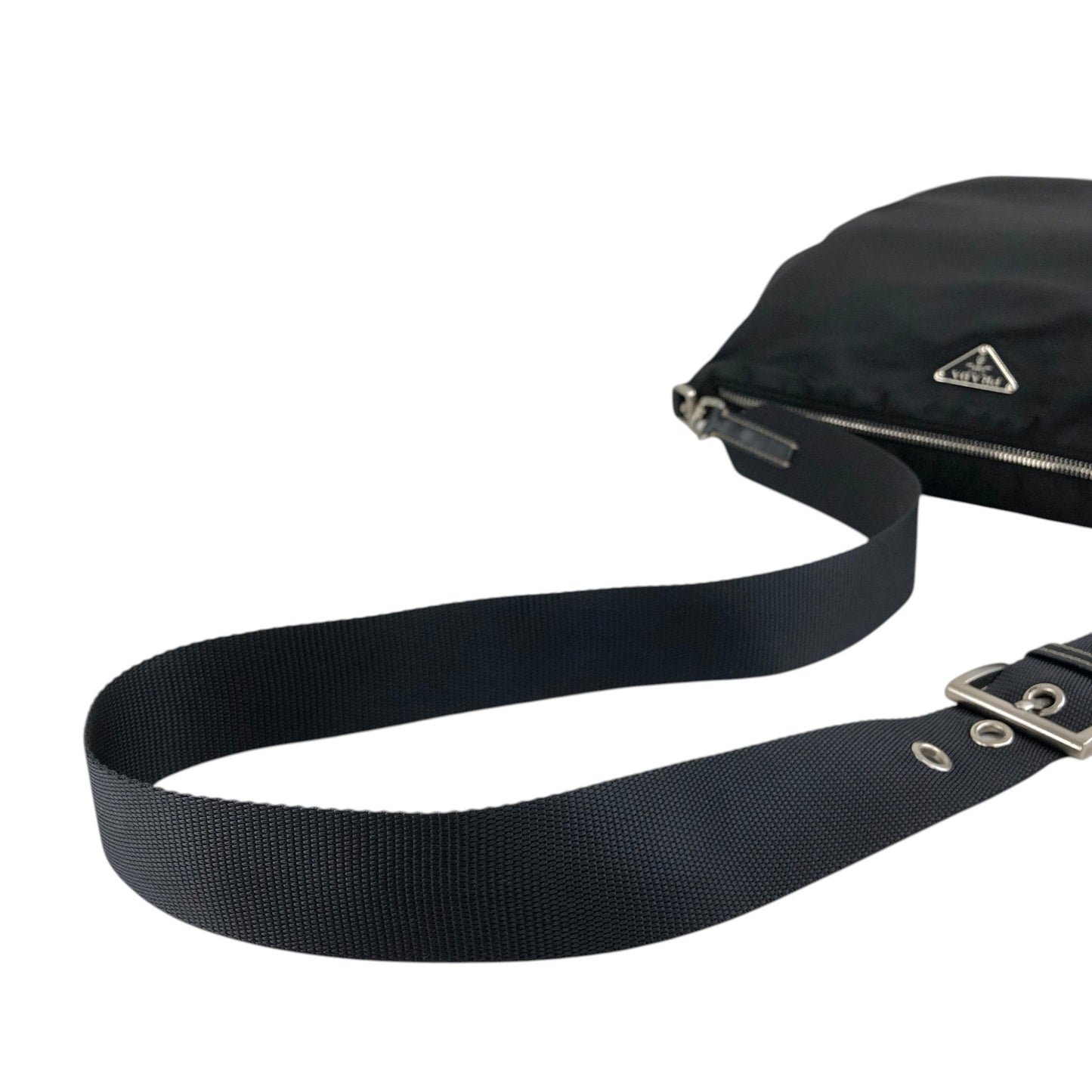 PRADA Tessuto Triangle Logo Shoulder bag Black Vintage ribjbv