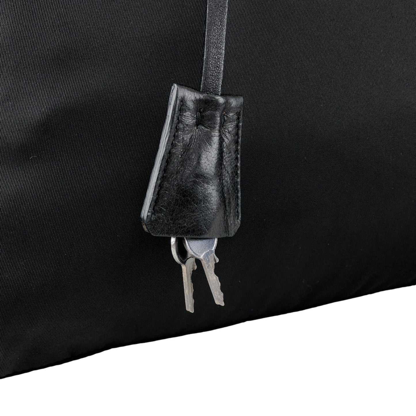 PRADA Tessuto Triangle Logo Padlock Small Boston bag Handbag Black Vintage a3zkst