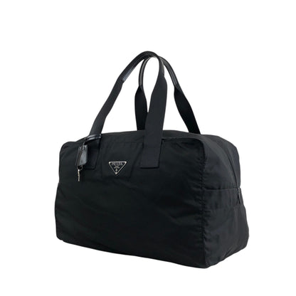 PRADA Tessuto Triangle Logo Boston bag Black Vintage utr82b