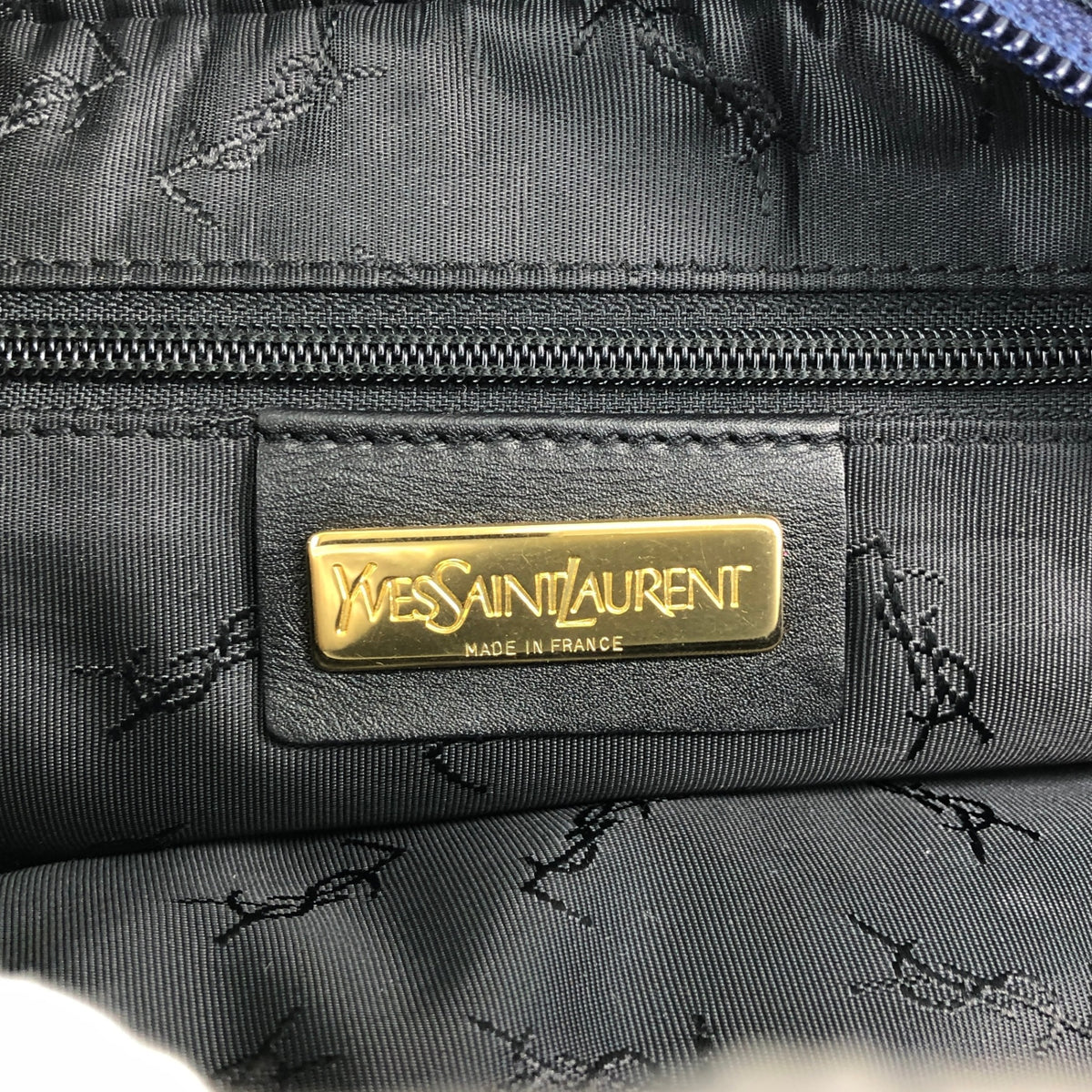 Yves Saint Laurent YSL Logo Shoulder bag Navy Vintage zt4e3i