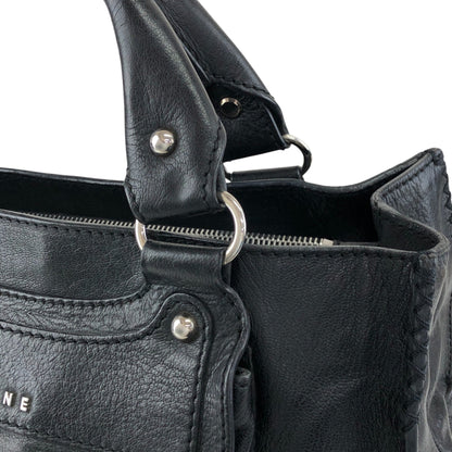 CELINE Horse Carriage Logo Handbag Black Vintage v5s4uu