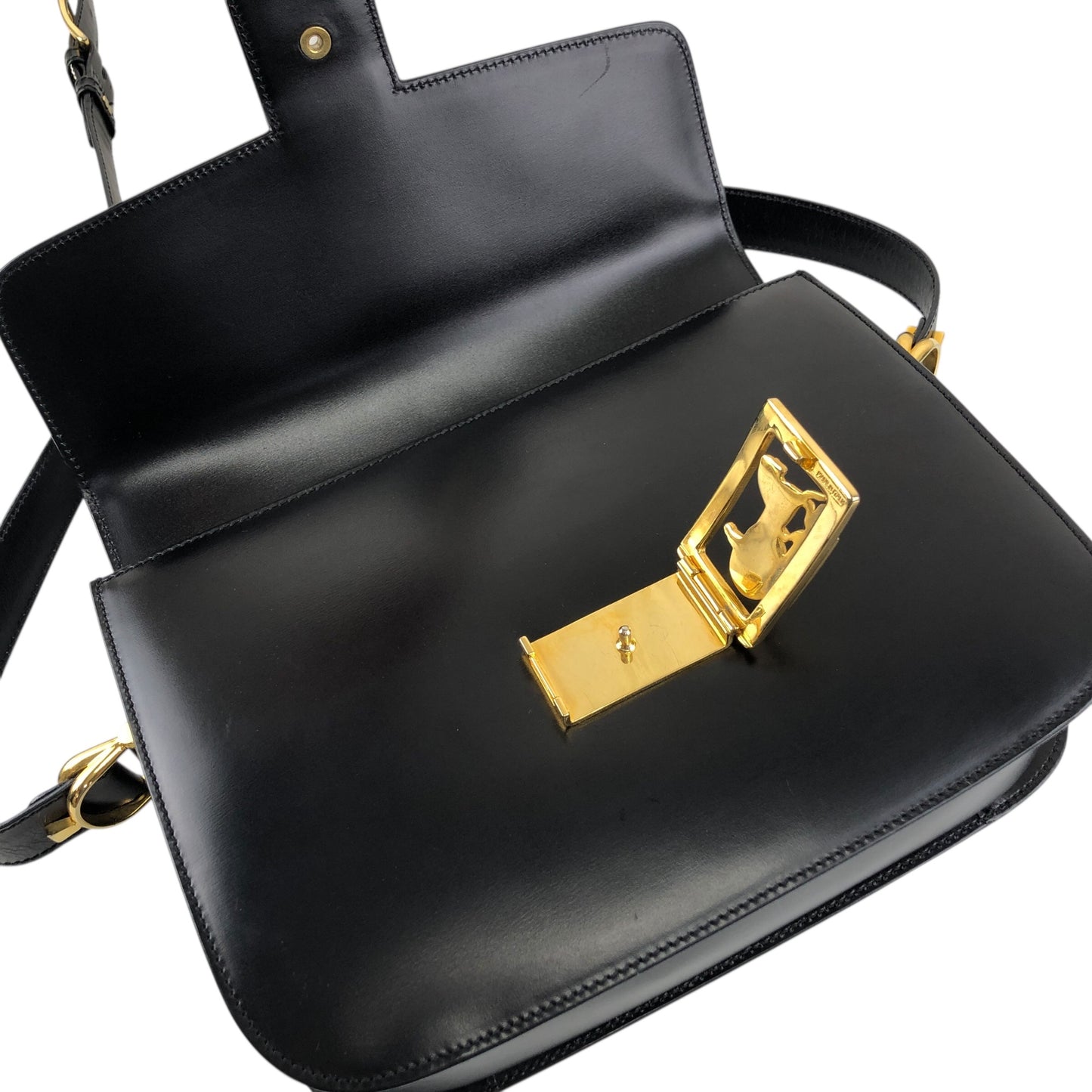 CELINE Horse Carriage Crossbody Shoulder bag Black Vintage zkdk65