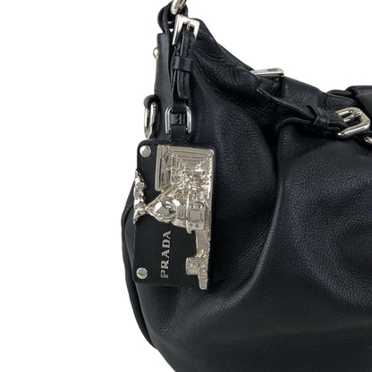 PRADA Logo Shoulder bag Black Vintage en8d2i