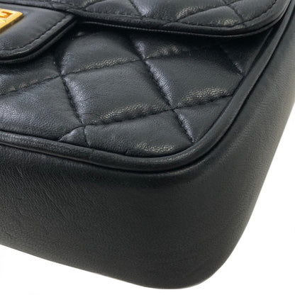 GIVENCHY Logo Motif Tassel Quilted Leather Shoulder bag Black Vintage cygn3n