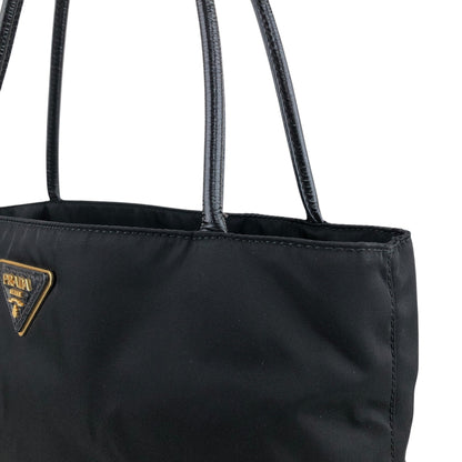 PRADA Tessuto Triangle Logo Totebag Black Vintage 2w8wct