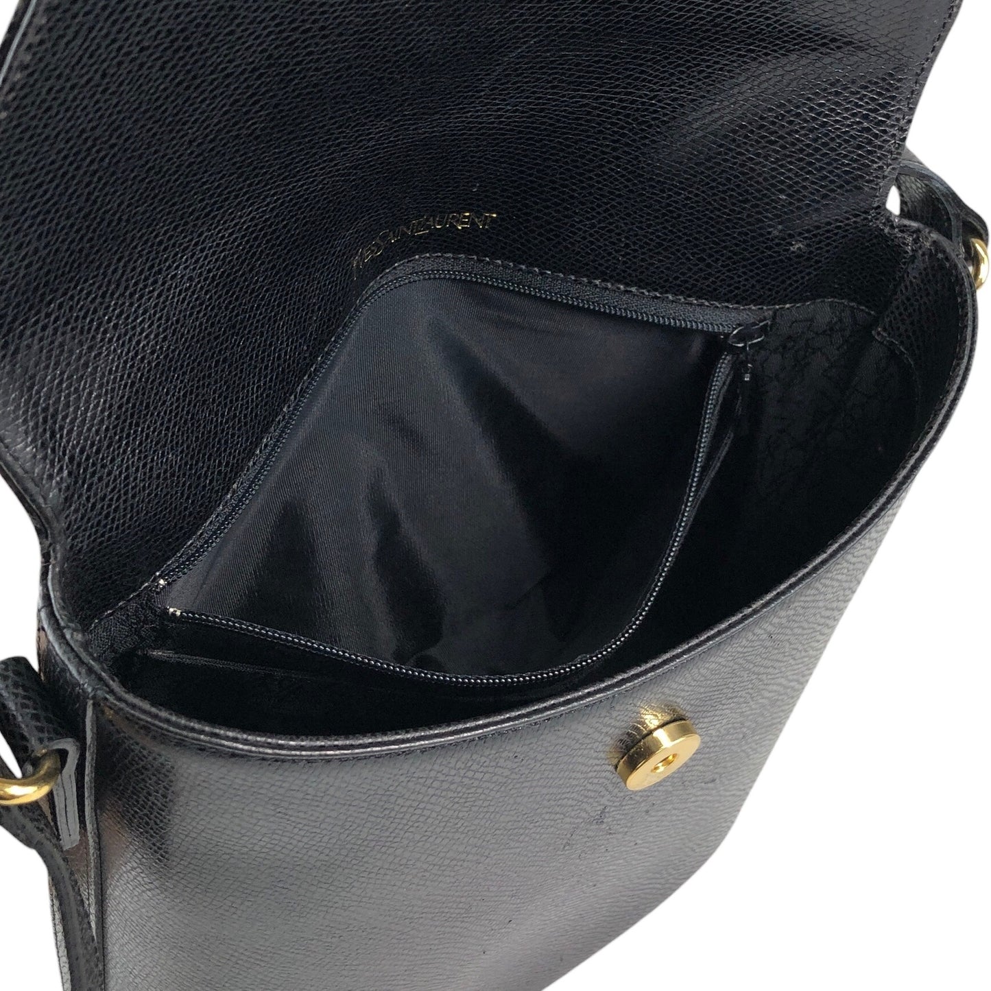 Yves Saint Laurent Logo Stitch Shoulder bag Black Vintage umrsfj