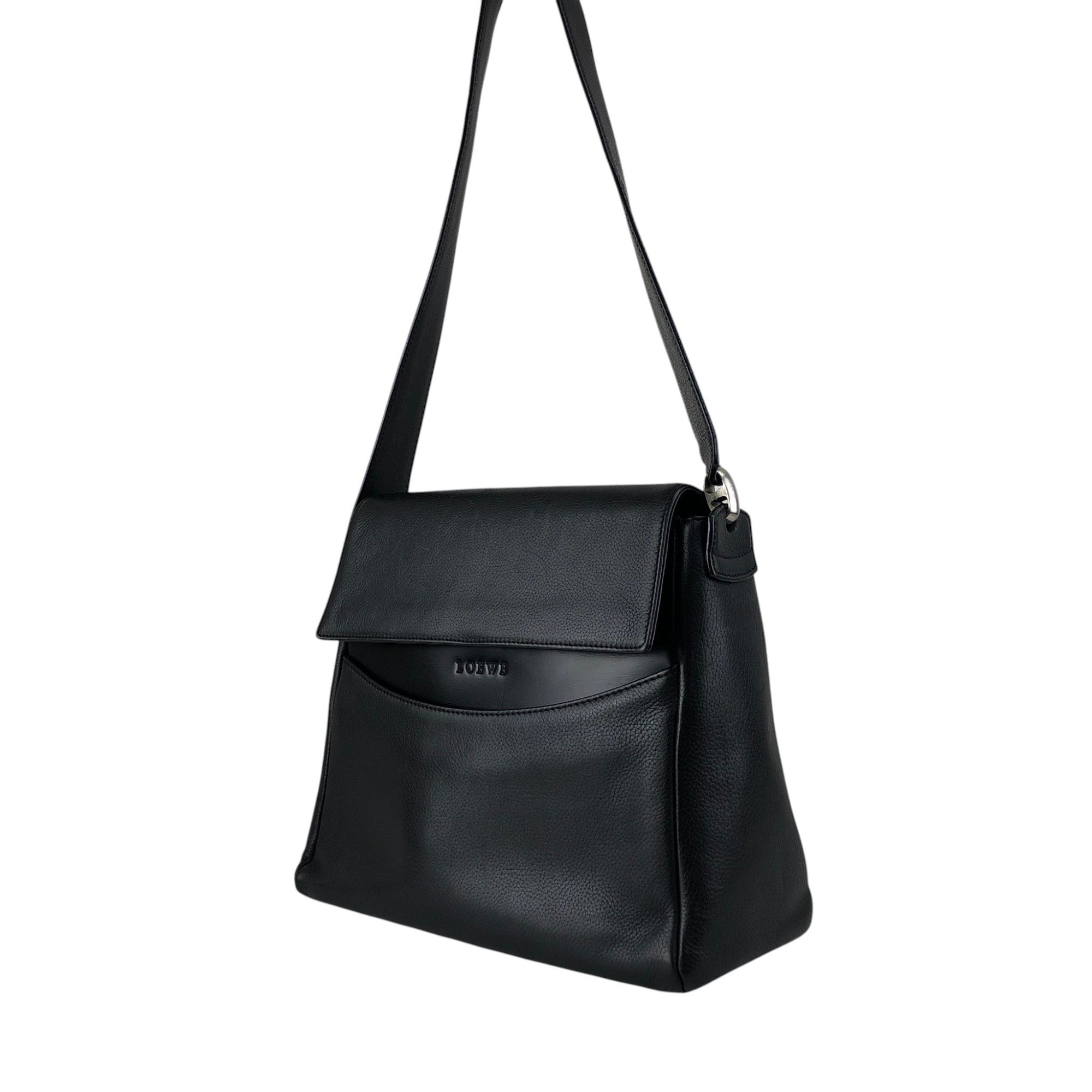 【正規品】LOEWE ロゴキャンバス ショルダーバッグ（2005年頃） LOEWE Logo Embossed Shoulder bag Black Vintage mxivwm
