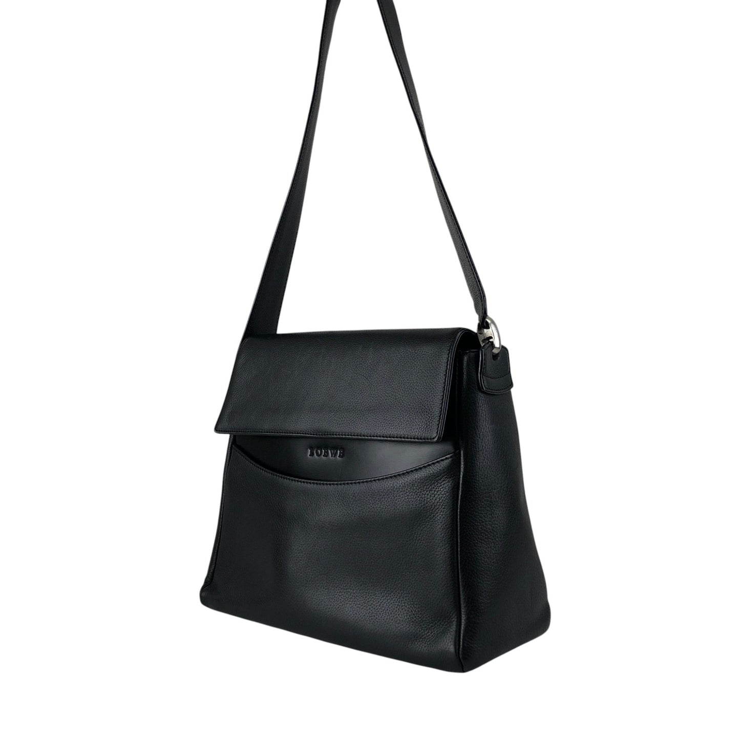 LOEWE Logo Embossed Shoulder bag Black Vintage mxivwm