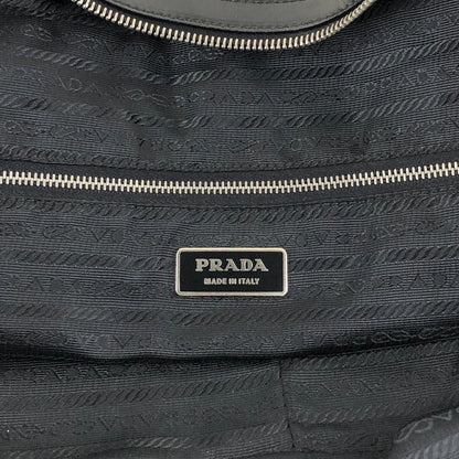 PRADA Tessuto Triangle Logo Double Pocket Handbag Boston bag Black Vintage 84gcbc
