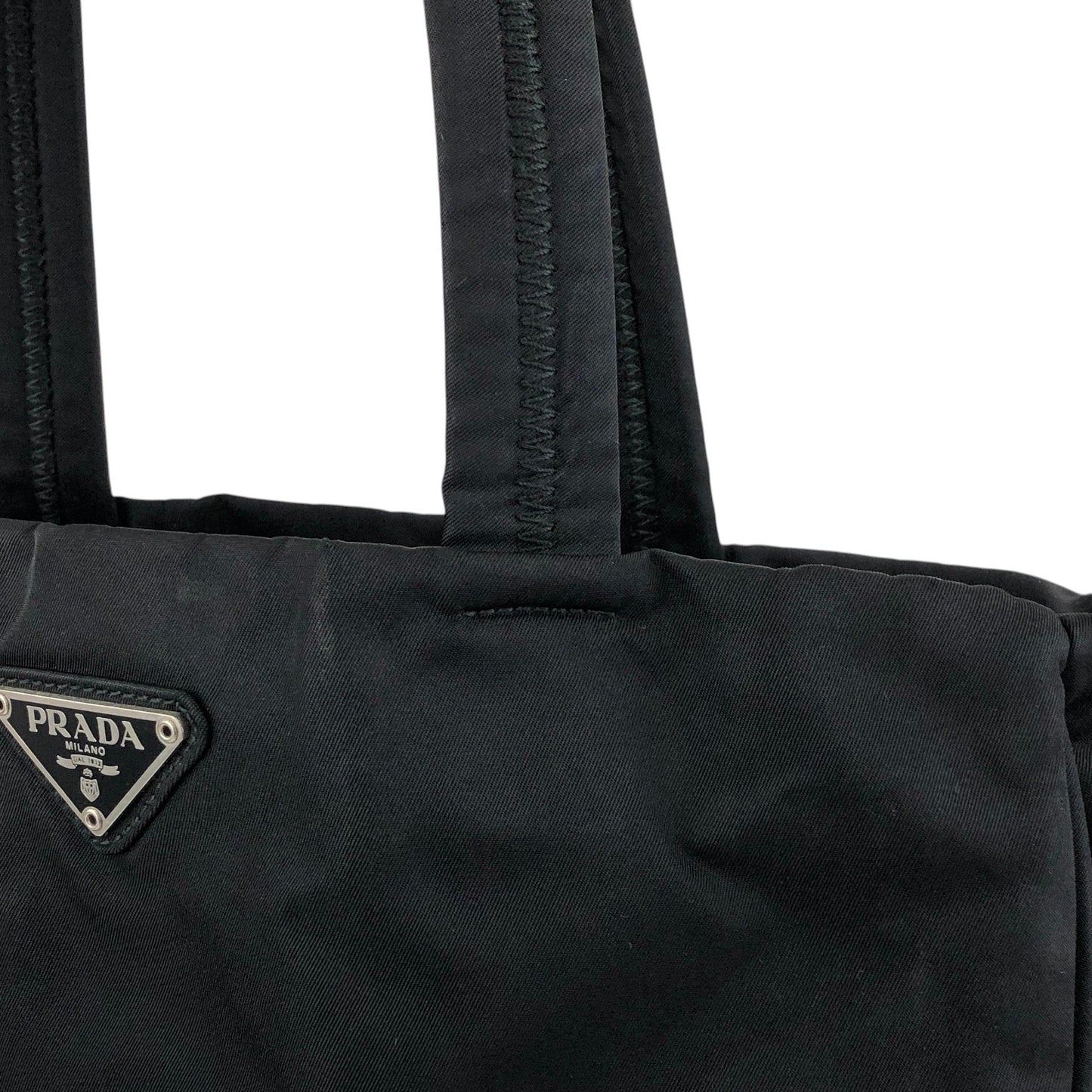 PRADA Tessuto Triangle Logo Handbag Totebag Black Vintage jsx3zw