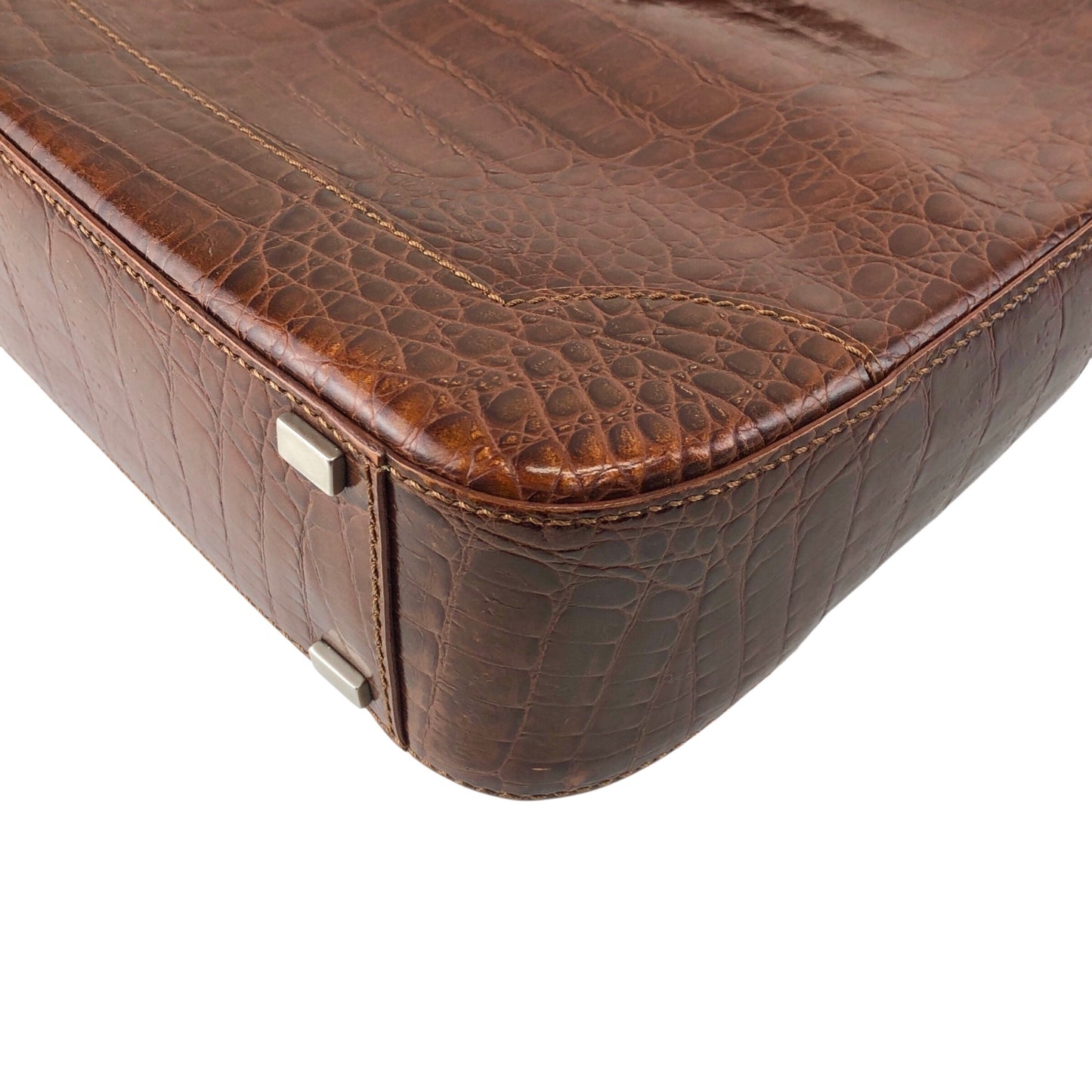 CELINE Gancini Shoulder bag Brown Vintage uh6ta4