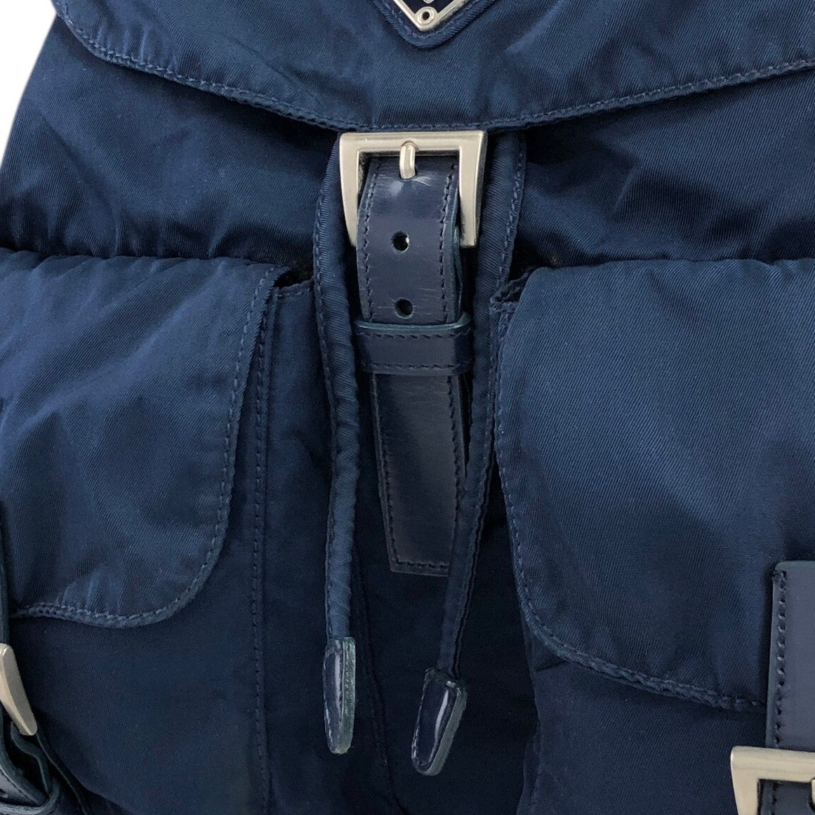 PRADA Triangle Logo Double Pocket Backpack Navy Vintage 7x3s5r