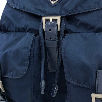 PRADA Triangle Logo Double Pocket Backpack Navy Vintage 7x3s5r