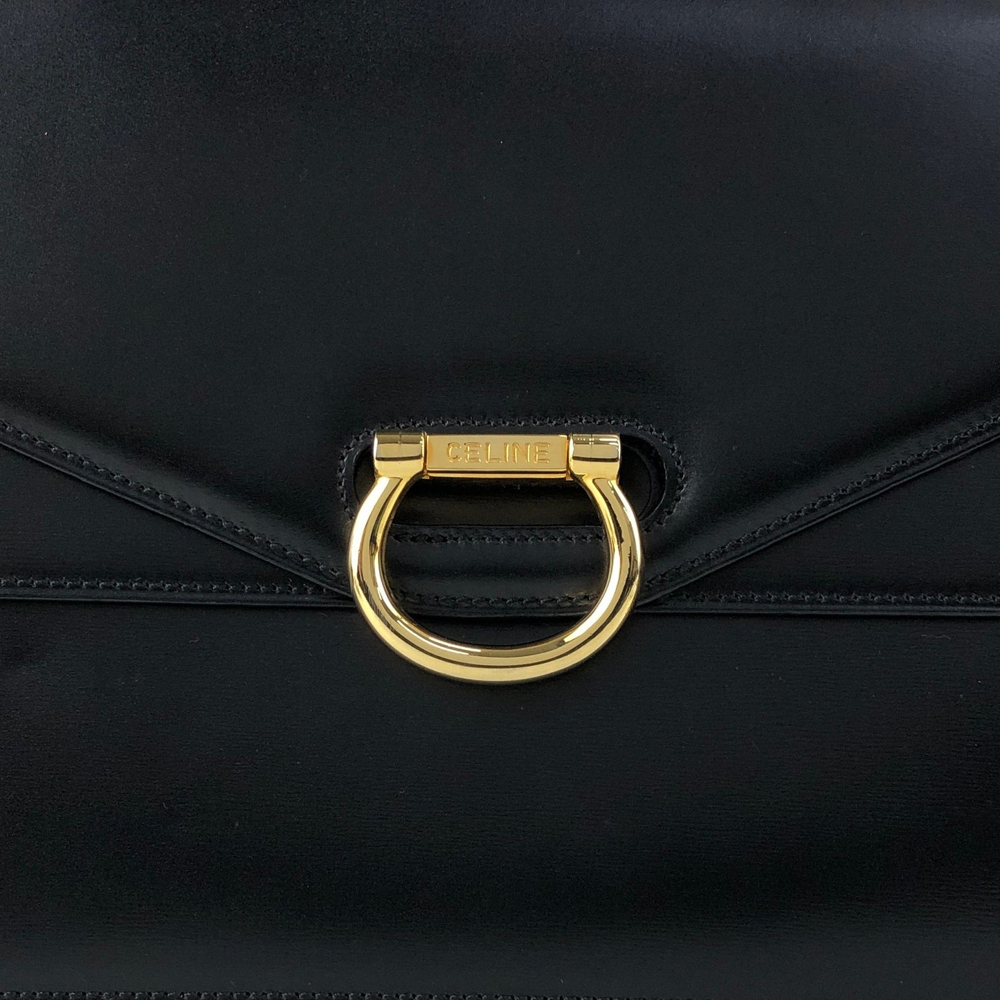 CELINE Gancini Handbag Black Vintage hkm3p8