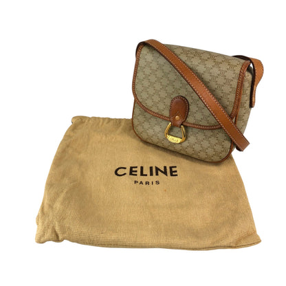 CELINE Macadam Horseshoe Small Shoulder bag Beige Vintage myw6bv