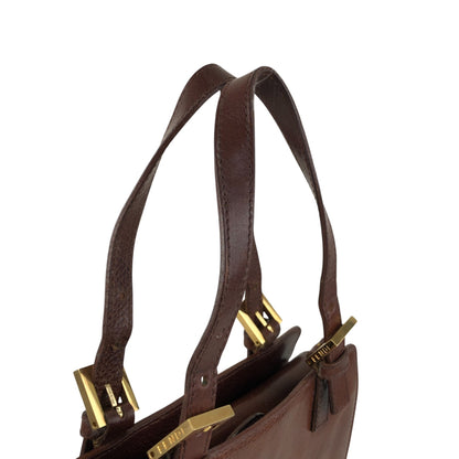 FENDI Logo Embossed Handbag Brown Vintage 8dvn7y