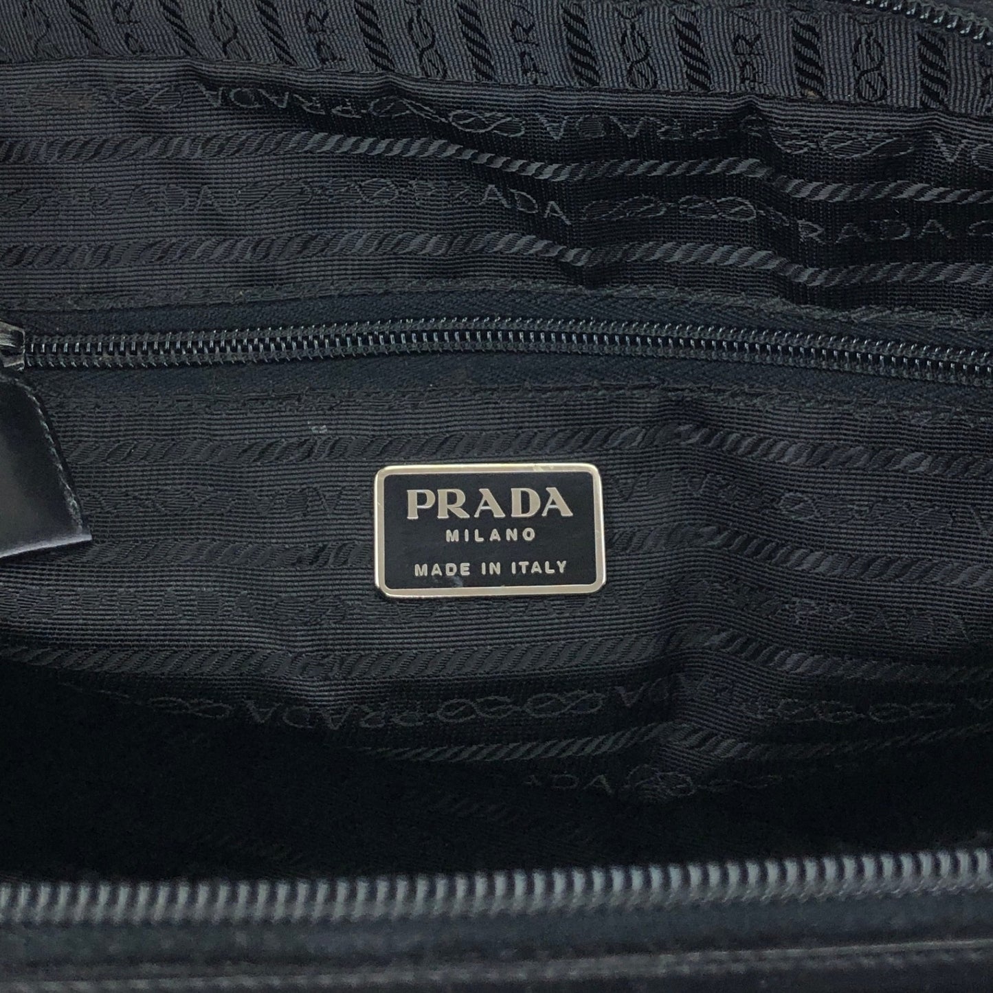 PRADA Tessuto Triangle Logo Handbag Black Vintage 3er6ru