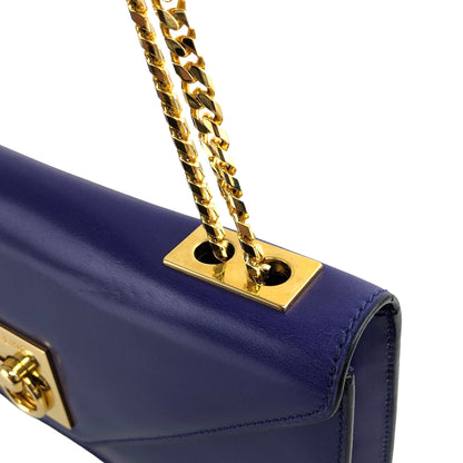 CELINE Gancini Chain Shoulder bag Blue Vintage ppdxph