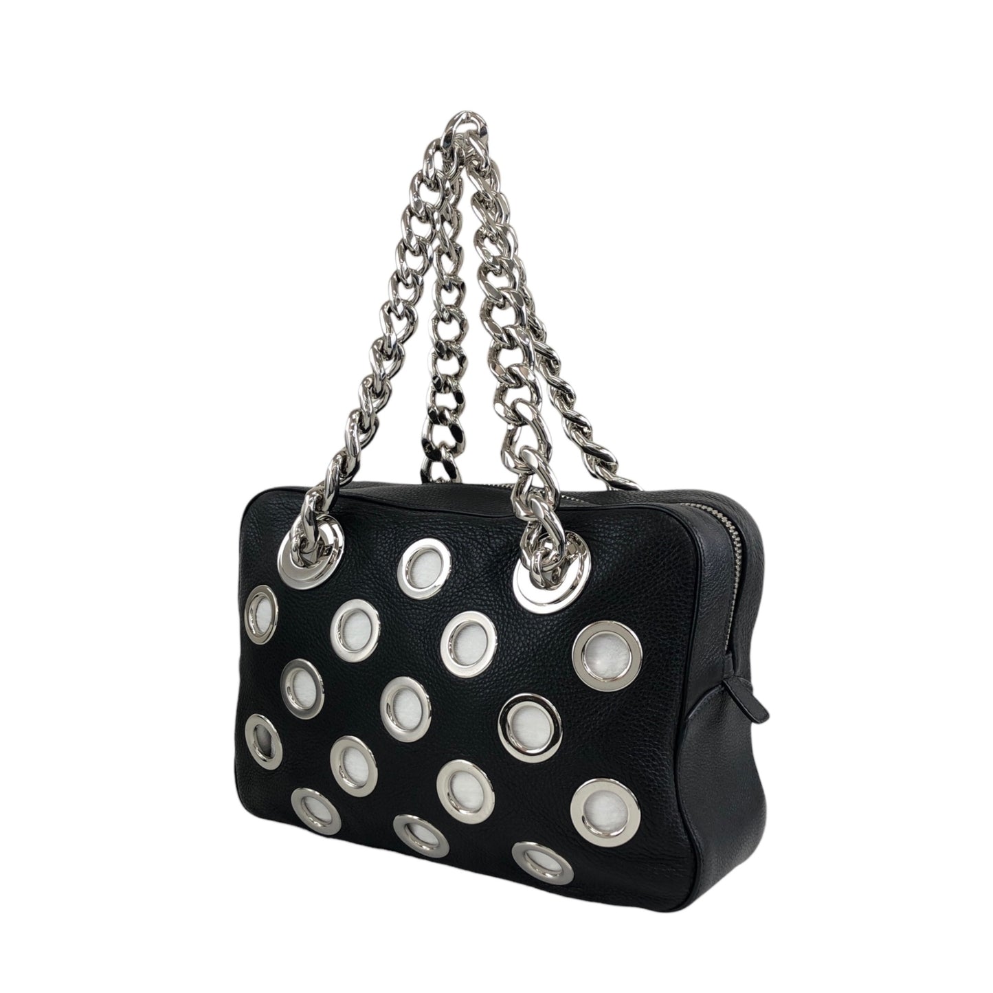 PRADA Logo Chain Handbag Black Vintage iubjy2