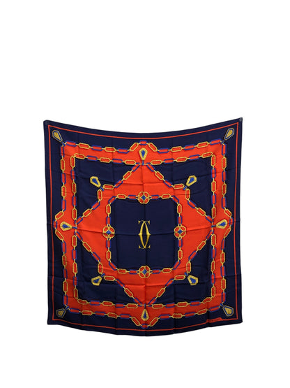 Cartier SILK Scarf Red×Blue Vintage hjaz2y