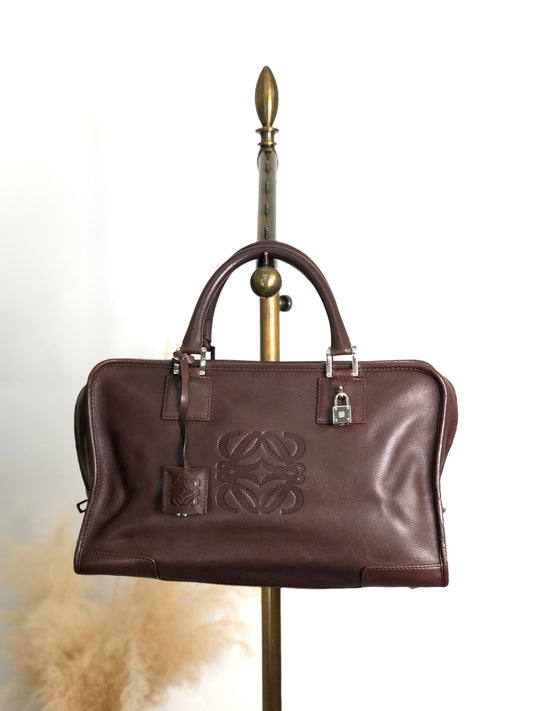 LOEWE Amazona36 Handbag Boston bag Brown Vintage a3rpfj