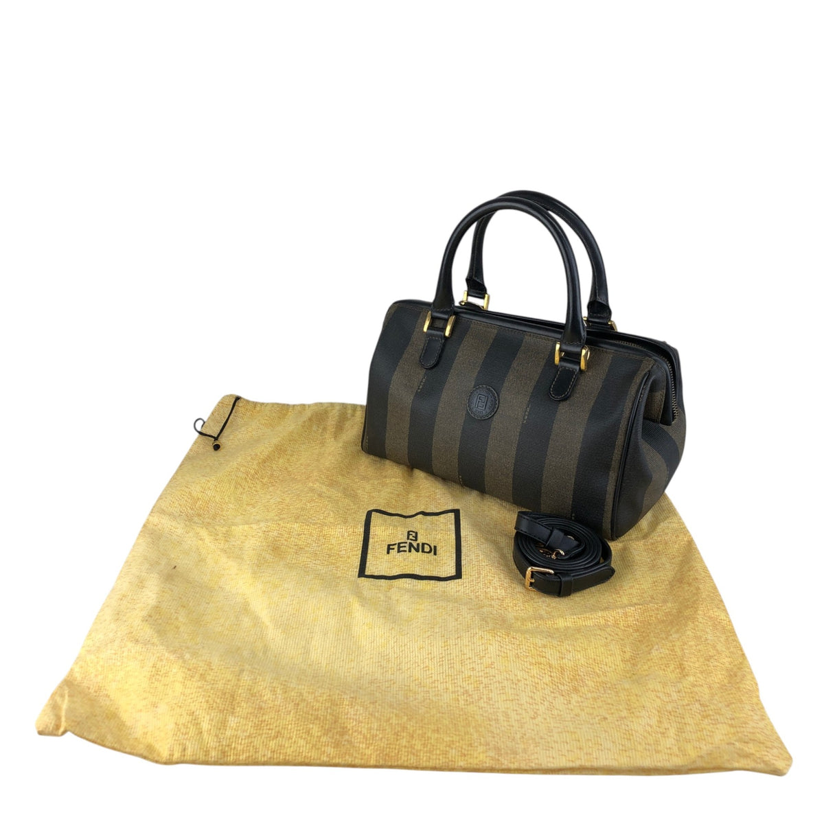 FENDI Pecan Two-way Small Boston bag Shoulder bag Brown Vintage fw8ie6