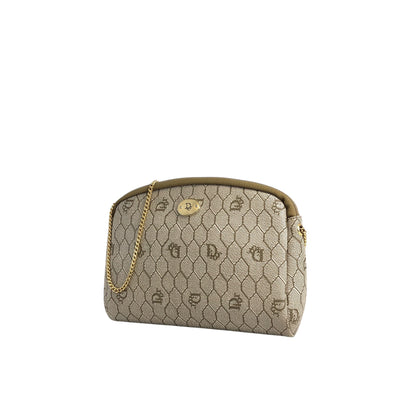 Christian Dior Honeycomb Logo Chain Shoulder bag Beige Vintage z74c8c