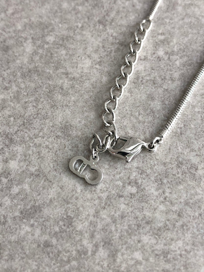 Christian Dior CD Logo Necklace Silver Vintage bgzdni