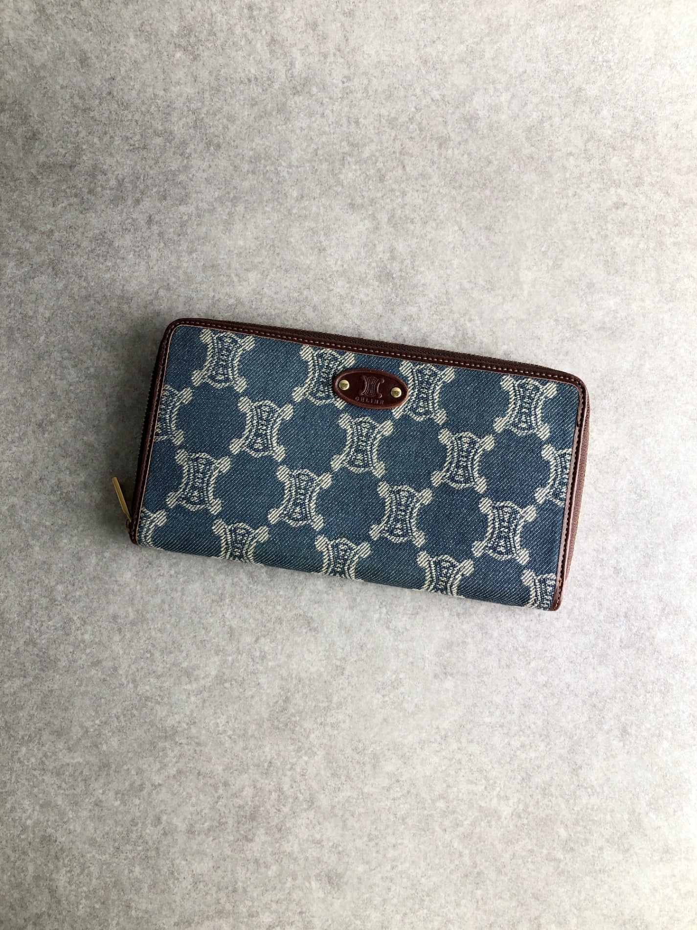 CELINE Blason Paris Macadam 長版皮夾 Indigo Vintage b5eenm