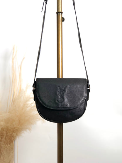 Yves Saint Laurent YSL Logo Flap Shoulder bag Black Vintage hrxn3f