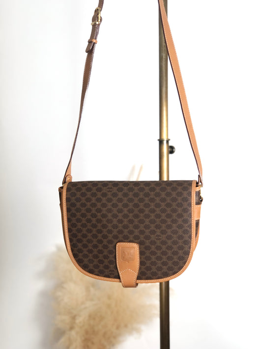 CELINE Macadam Blason Shoulder bag Brown Vintage z58jxy