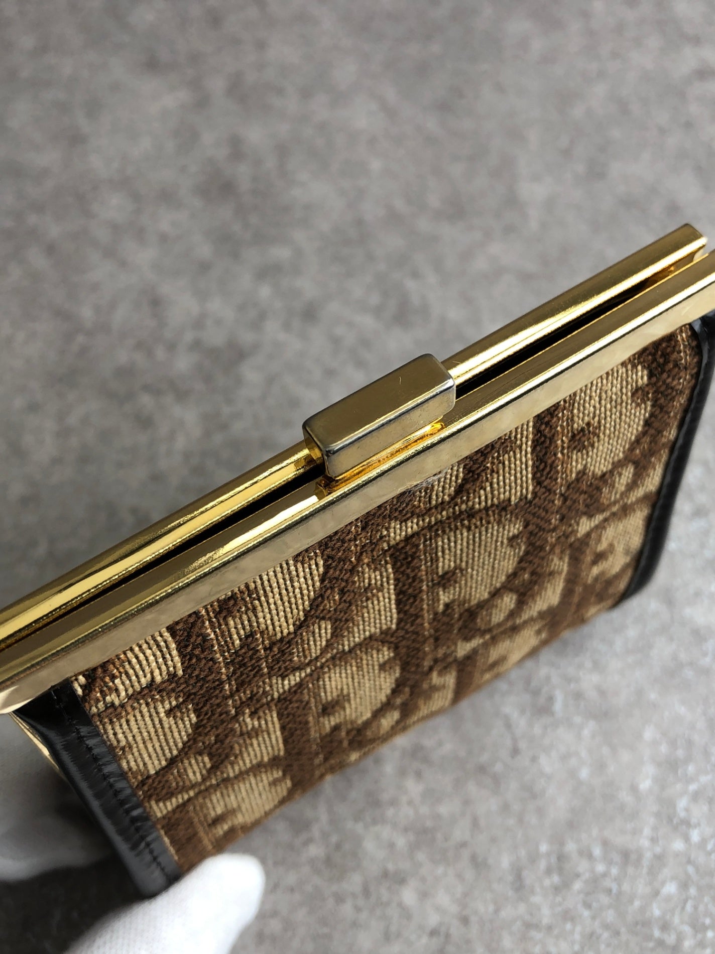Christian Dior Trotter Metal Clasp Coin Purse Brown Vintage mtshiw