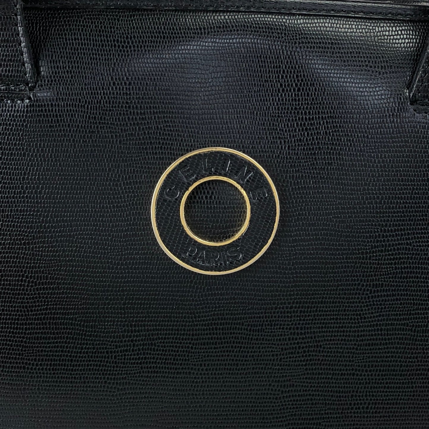 CELINE Circle Logo Handbag Boston bag Black Vintage sb46fs