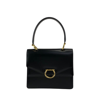 CELINE Horse Bit Double Flap Handbag Black Vintage hu6ksh