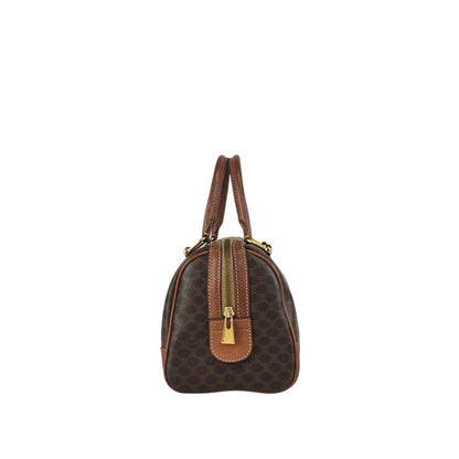 CELINE Macadam Blason Small Boston bag Handbag Brown Vintage ezay86