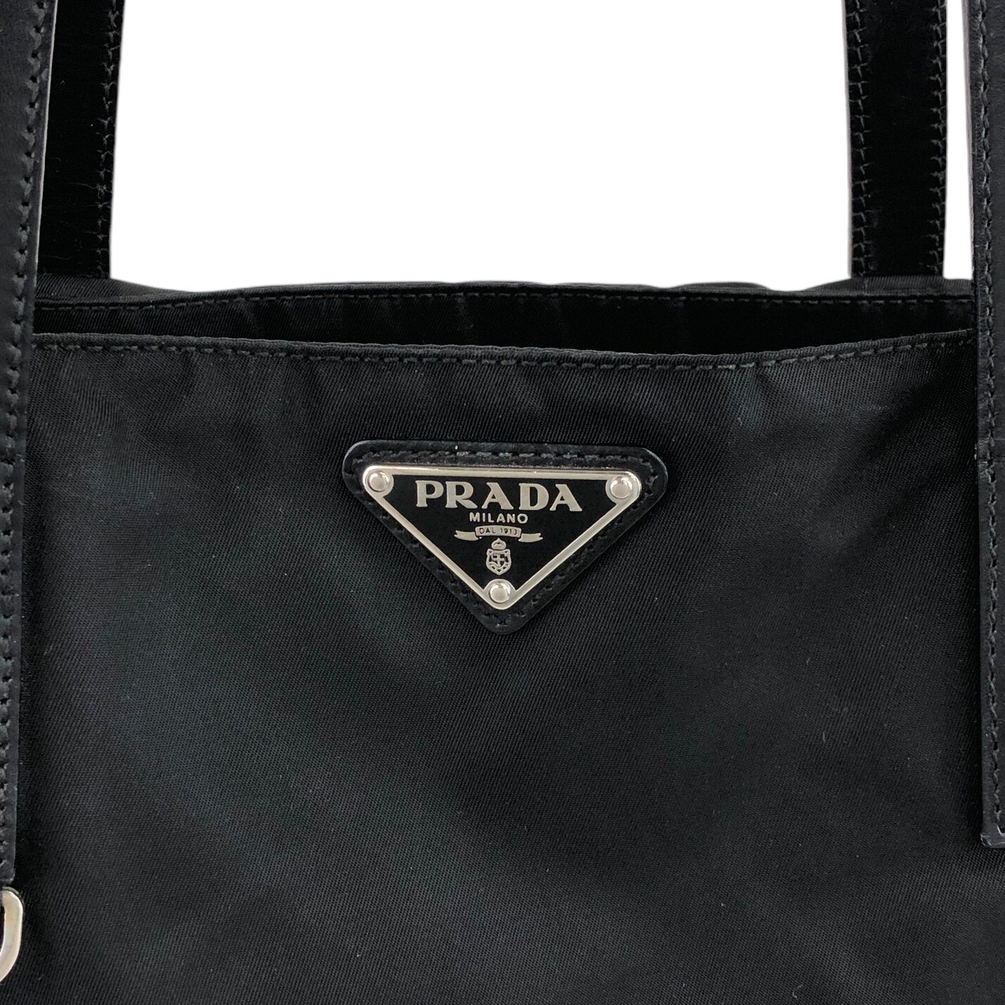 PRADA Triangle Logo Shoulder bag Totebag Black Vintage sub6jt