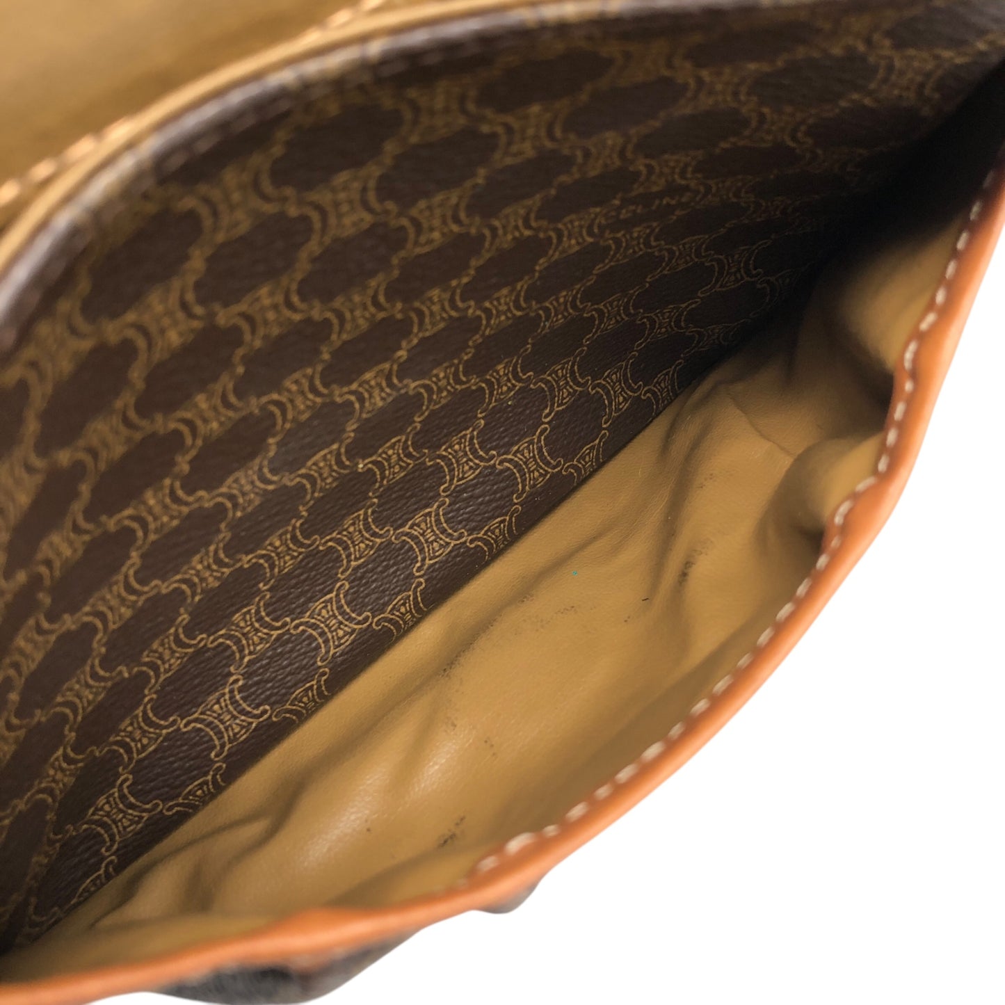 CELINE Macadam Blason Front Buckle Shoulder bag Brown Vintage baktxn