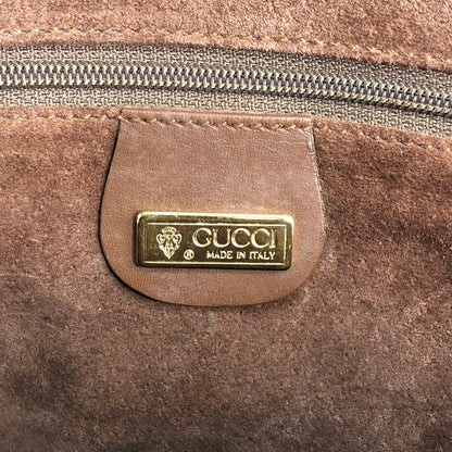 GUCCI Logo Embossed Handbag Boston bag Brown Vintage 7vibey