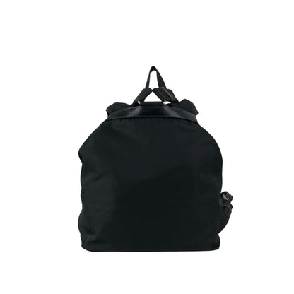 PRADA Tessuto Triangle Logo Front Buckle Backpack Black Vintage bde87k