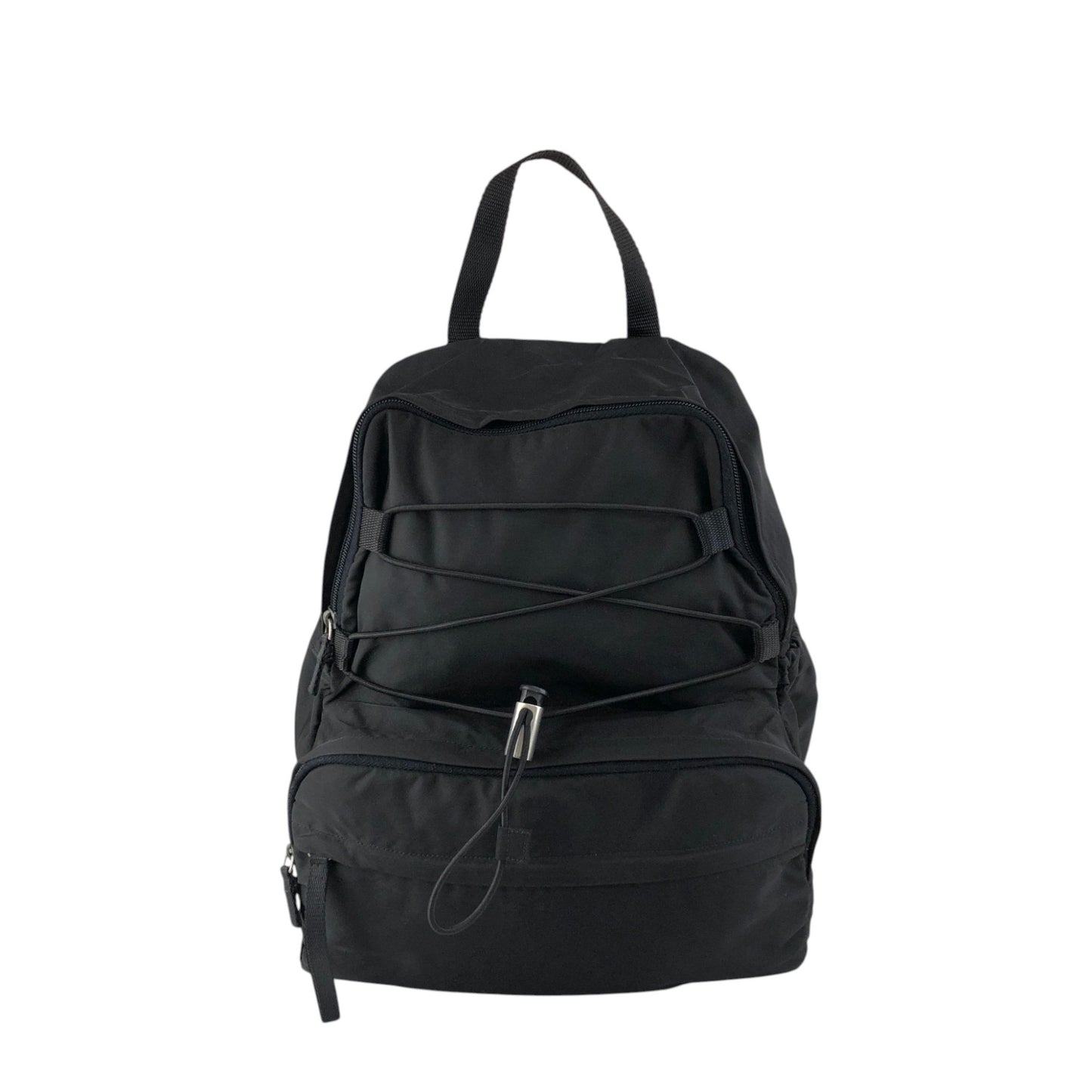 PRADA Tessuto Triangle Logo Backpack Black Vintage 8a5c5r