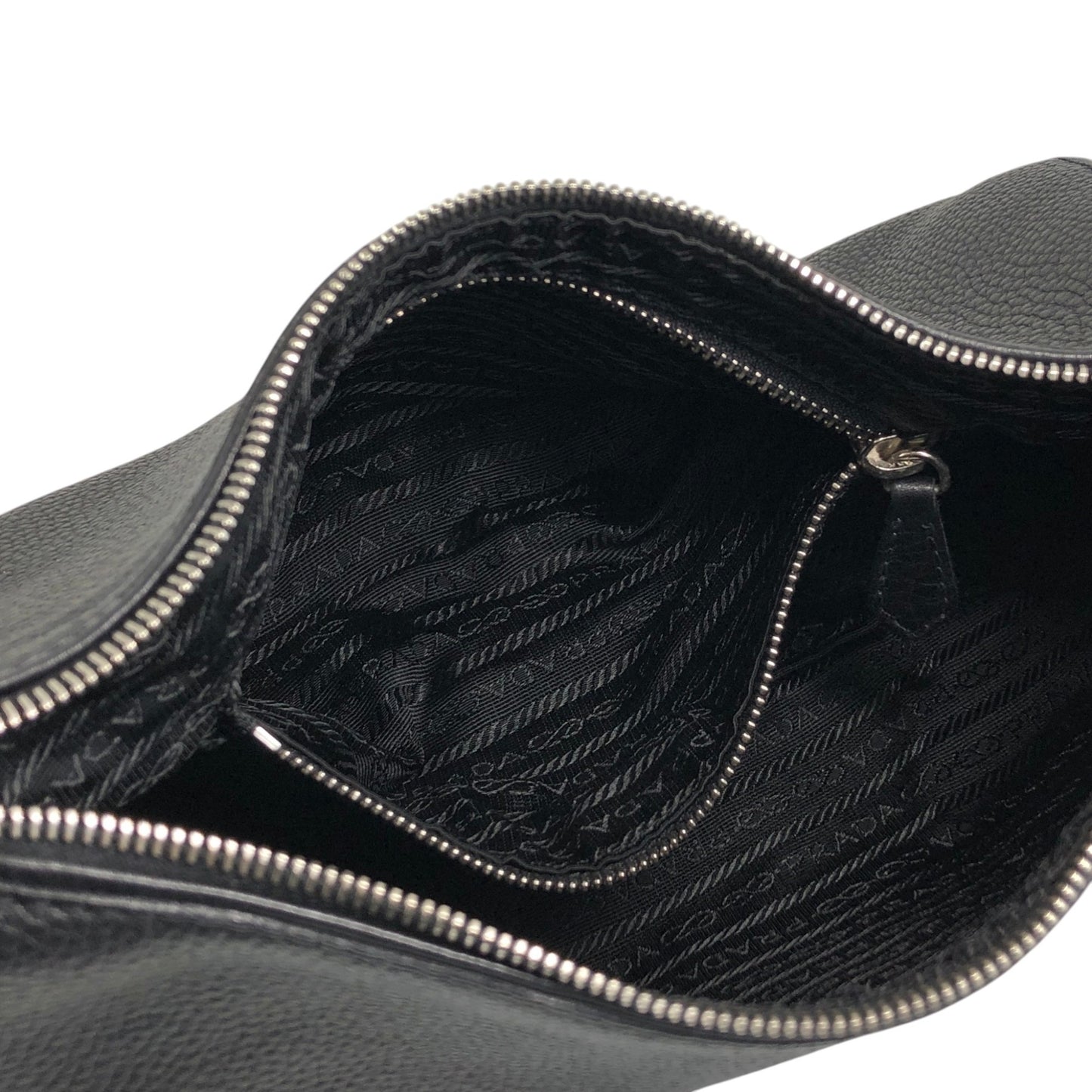 PRADA Triangle Logo Shoulder bag Hobobag Black Vintage 5at4nv