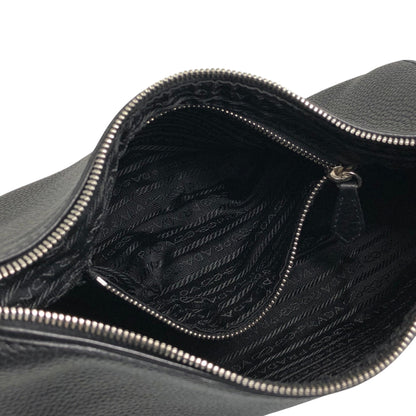PRADA Triangle Logo Shoulder bag Hobobag Black Vintage 5at4nv